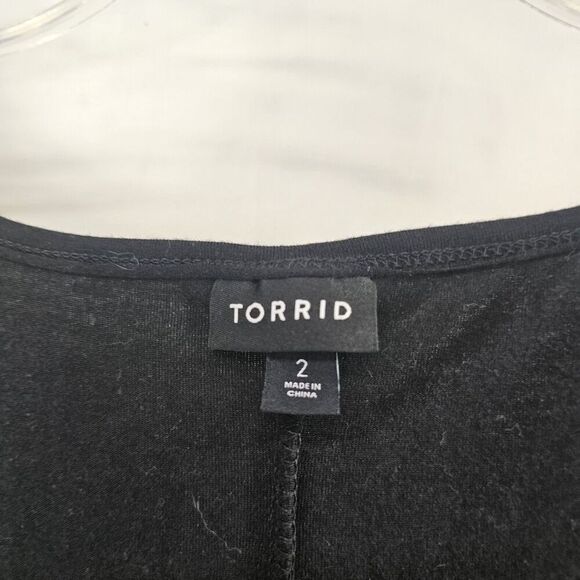 Torrid Black Mini Jersey Square Neck Tie Waist Dress Size 2X Goth Witchy - Picture 4 of 5